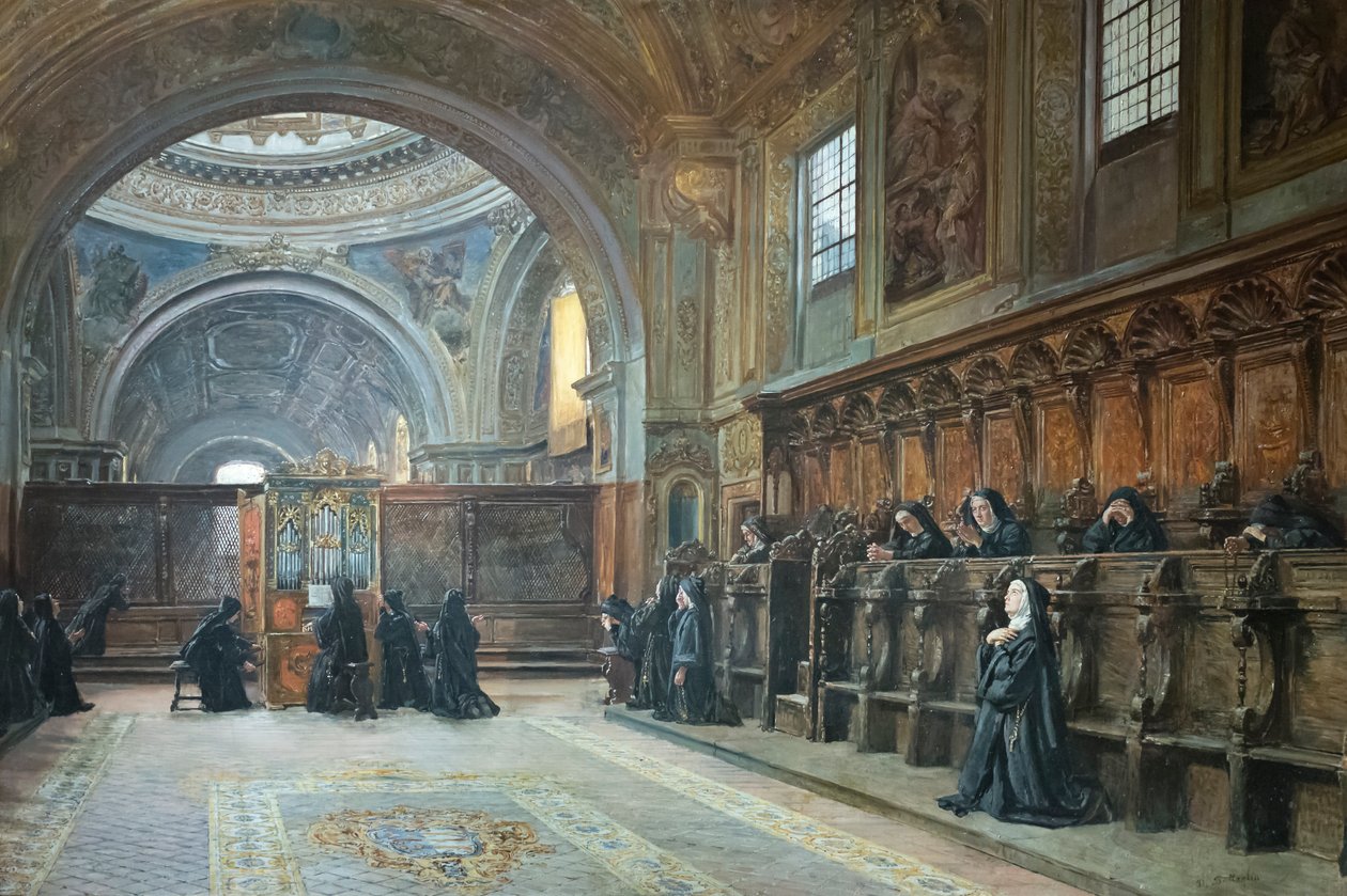 Der Chor der Kirche Santa Maria Donnaregina Nuova, zweite Hälfte des 19. Jahrhunderts von Domenico Battaglia