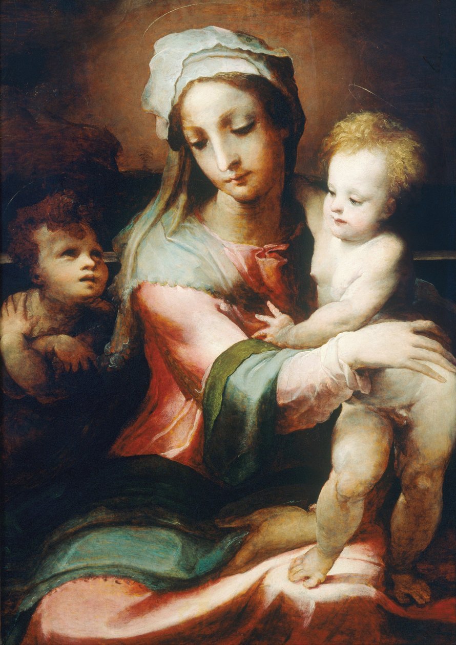 Madonna mit Kind und dem kleinen Johannes dem Täufer, 1542 von Domenico di Pace Beccafumi  
