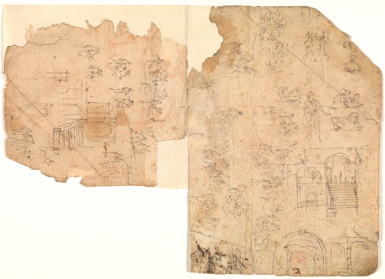 Skizzen für Figuren, Kompositionen und architektonische Einstellungen von Domenico Beccafumi