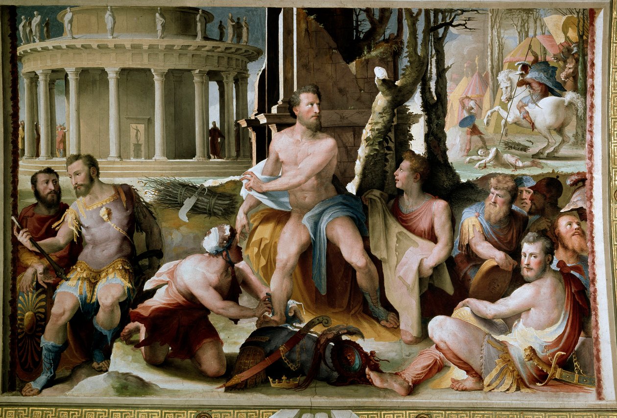 Das Opfer von Kodros, König von Athen. Fresko von Domenico Beccafumi 1529-1535, Siena, Palazzo Pubblico von Domenico Beccafumi