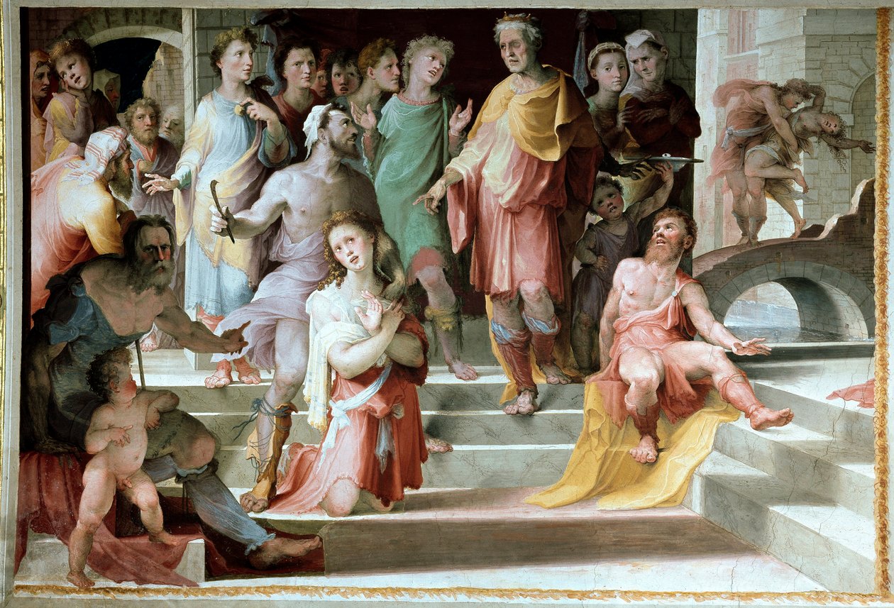 Das Opfer von Seleucos de Locres. Fresko von Domenico Beccafumi 1529-1535, Siena, Palazzo Pubblico von Domenico Beccafumi
