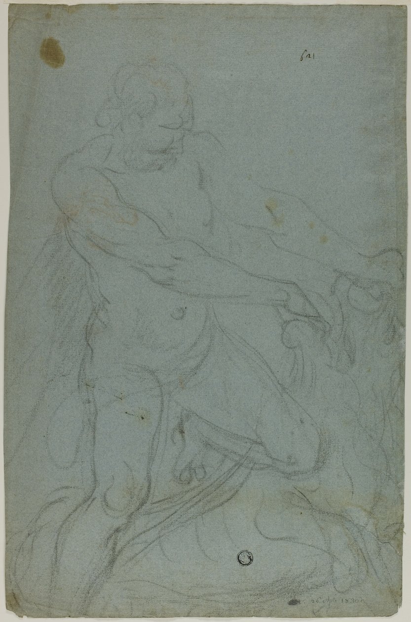 Samson und der Löwe (recto); Jungfrau Maria mit ausgestrecktem rechten Arm (verso) von Domenico Fiasella