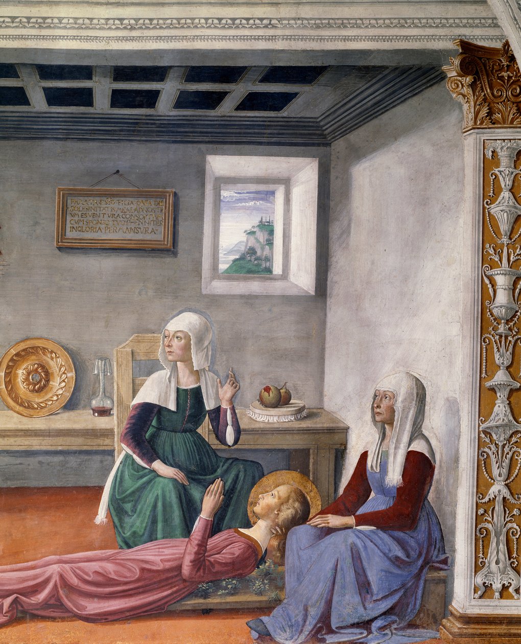 Verkündigung des Todes an St. Fina durch den heiligen Gregor den Großen, (Detail) von Domenico Ghirlandaio