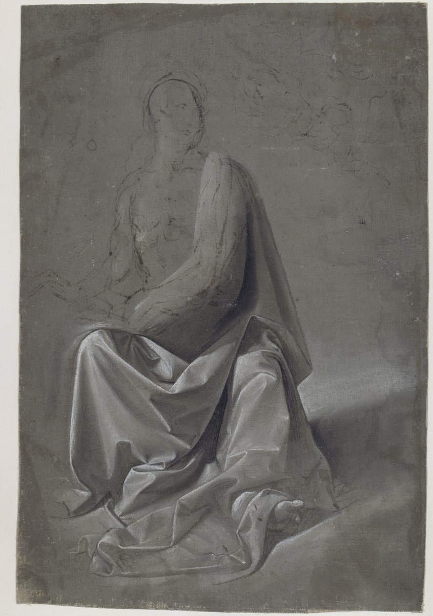 Draperiestudie (möglicherweise Studie des Gewandes von Matthäus dem Evangelisten) von Domenico Ghirlandaio