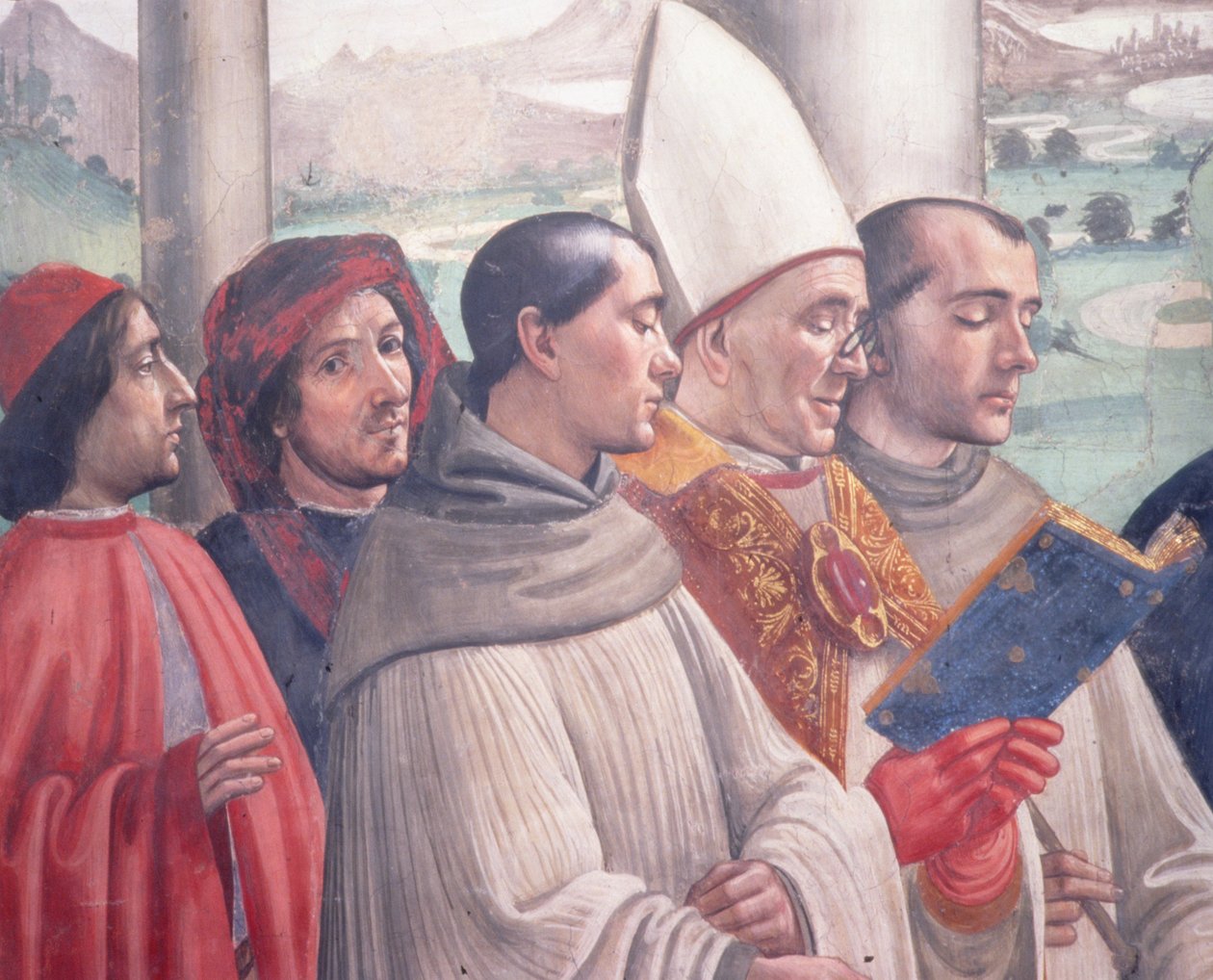 Der Tod des Heiligen Franziskus, Szene aus dem Zyklus des Lebens des Heiligen Franziskus von Assisi, 1486 (Detail) von Domenico Ghirlandaio