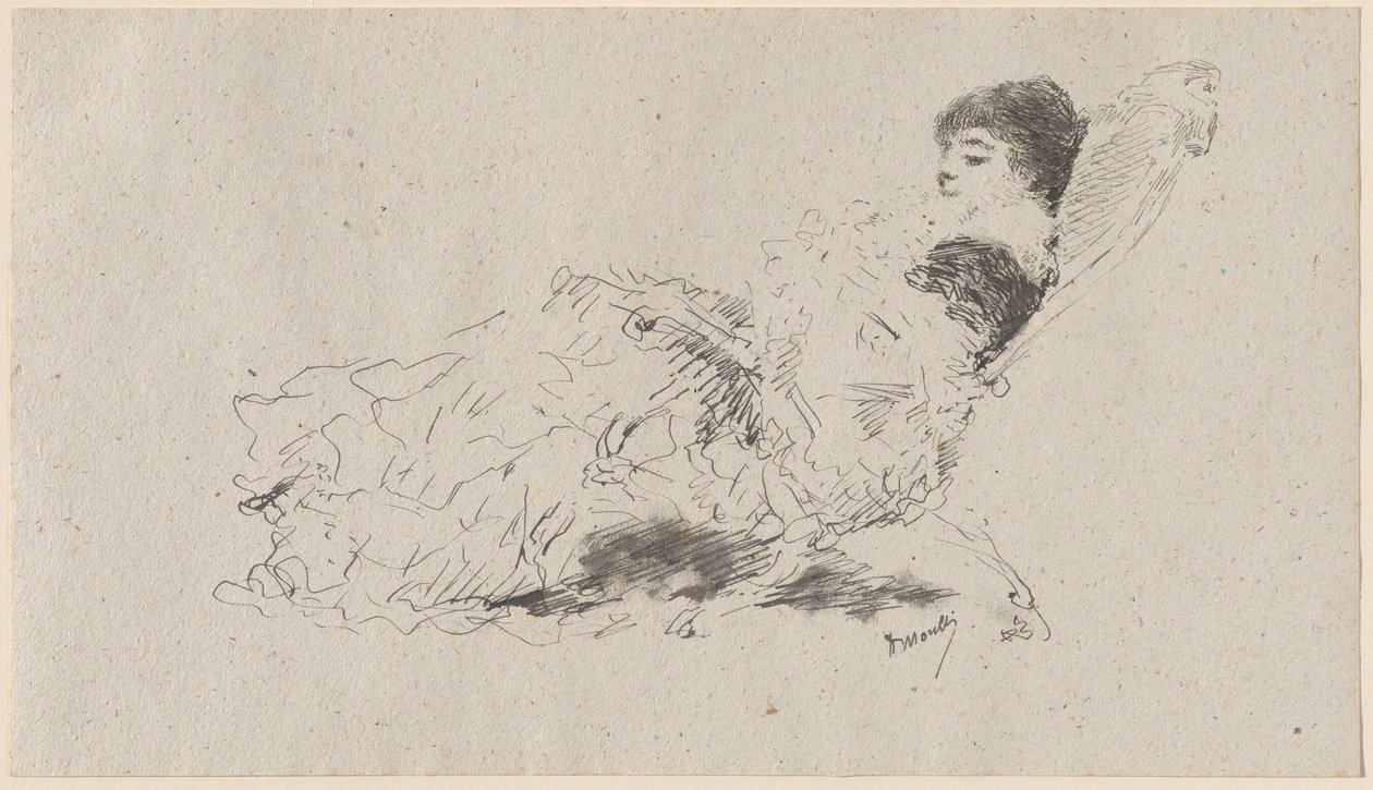 Die Tochter des Künstlers Eleonora auf einer Chaiselongue von Domenico Morelli