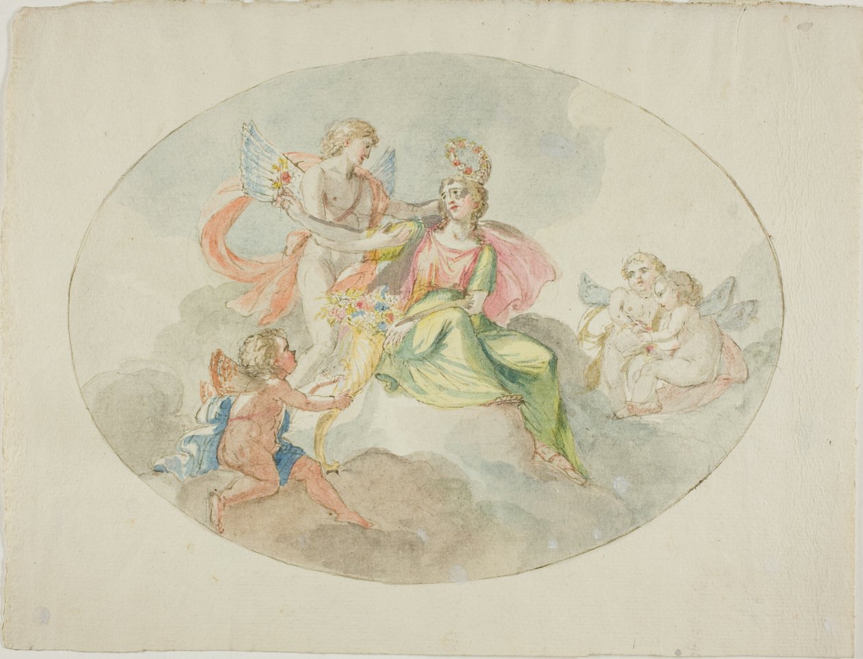 Allegorie des Überflusses (Skizze für ein Deckenbild) von Domenico Pozzi