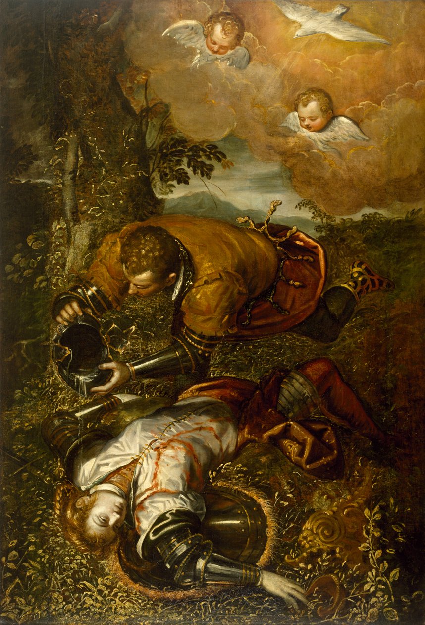Tancred tauft Clorinda, um 1586-1600 von Domenico Robusti Tintoretto