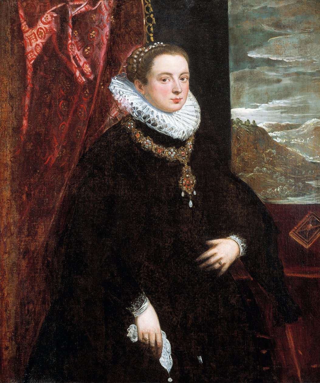 Porträt einer Dame in Schwarz von Domenico Tintoretto