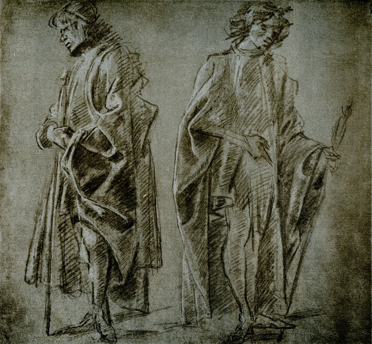 Draperiestudien für zwei männliche Figuren von Domenico school of Ghirlandaio