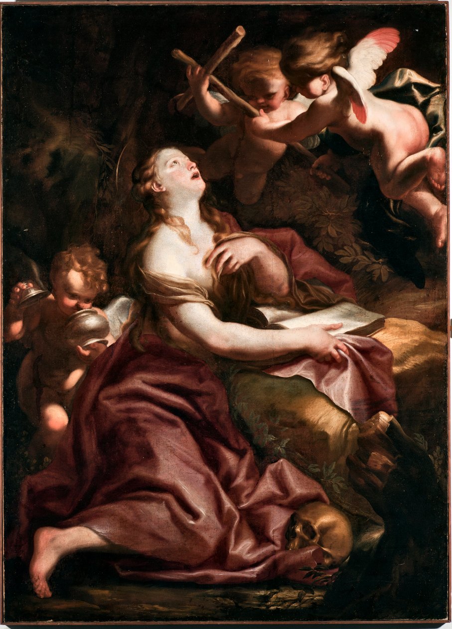Heilige Maria Magdalena Gemälde von Domenico Piola (1627-1703), Genua Musei di Strada Nuova von Domenico the Elder Piola