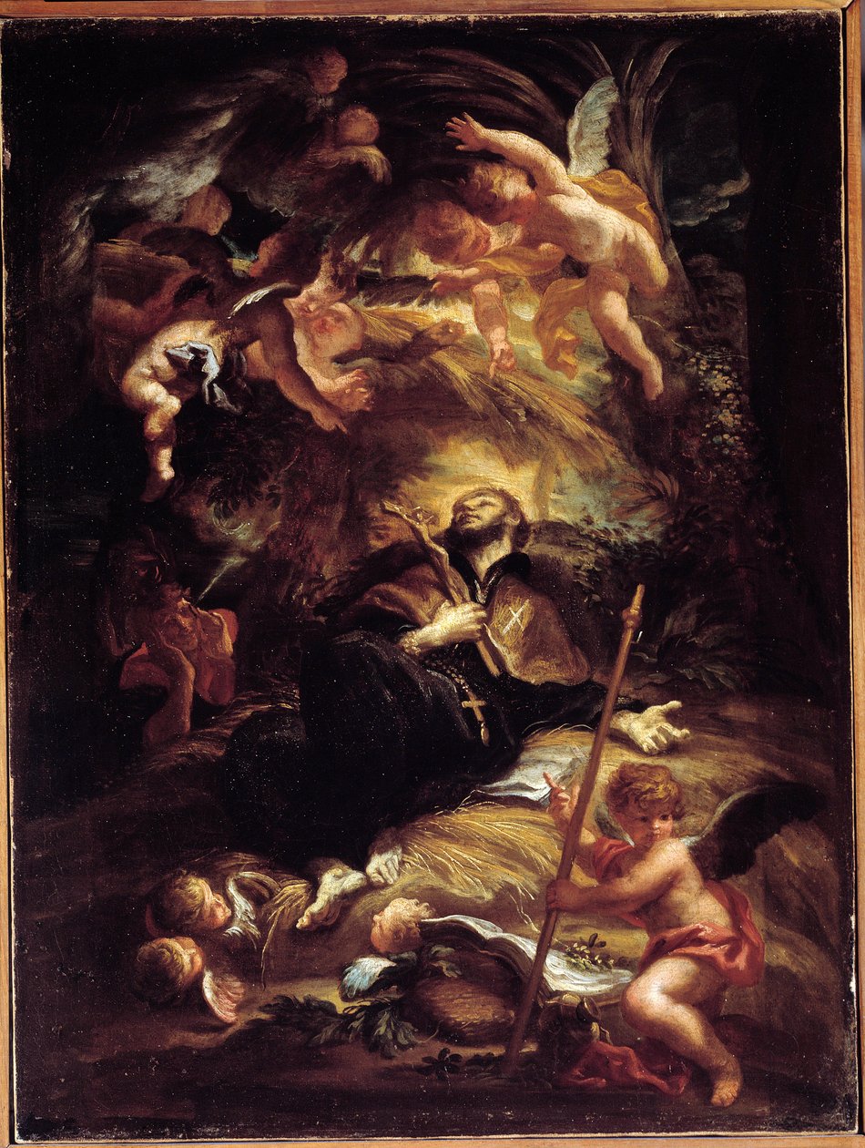 Der Tod von Saint Francois Xavier (Francois-Xavier) (1506-1552), spanischer Jesuitenmissionar von Domenico the Elder Piola