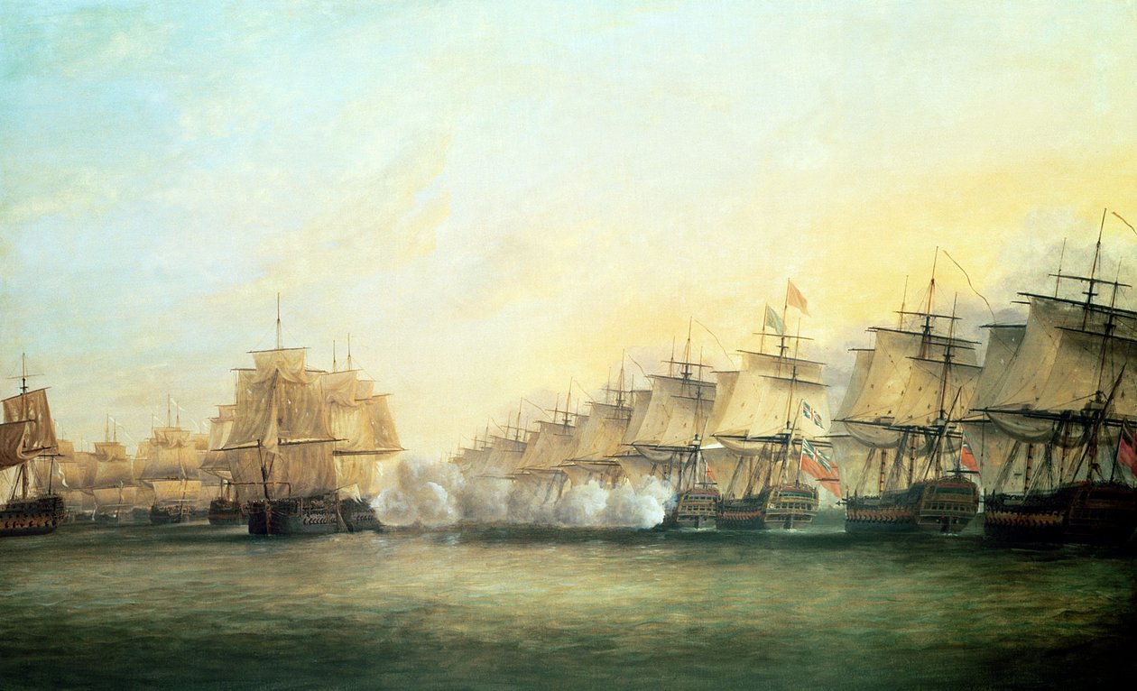 Die vierte Aktion vor Trincomalee zwischen den Engländern unter Admiral Sir Edward Hughes und den Franzosen unter M. de Suffren, 1782 von Dominic Serres