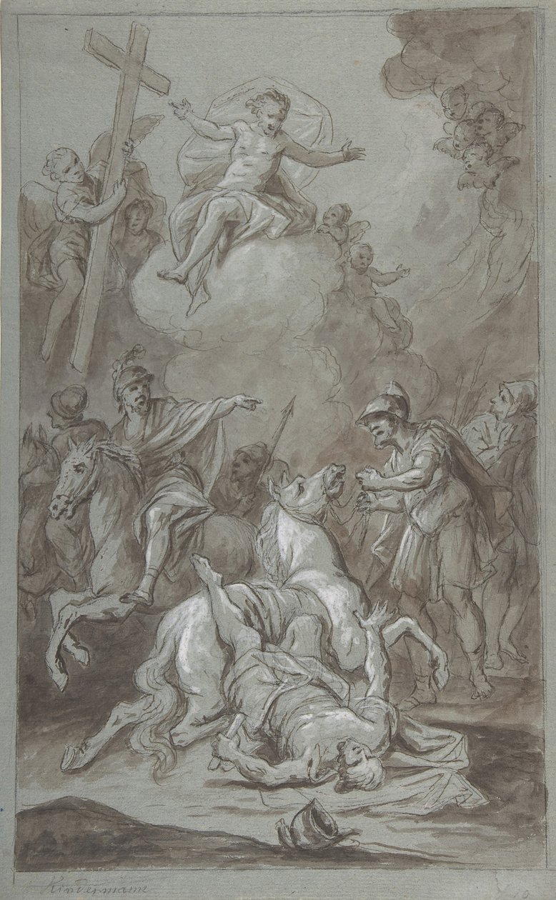 Die Bekehrung des Hl. Paulus (recto), Die Hinrichtung des Gefangenen (verso), 18. bis frühes 19. Jahrhundert von Dominik Kindermann