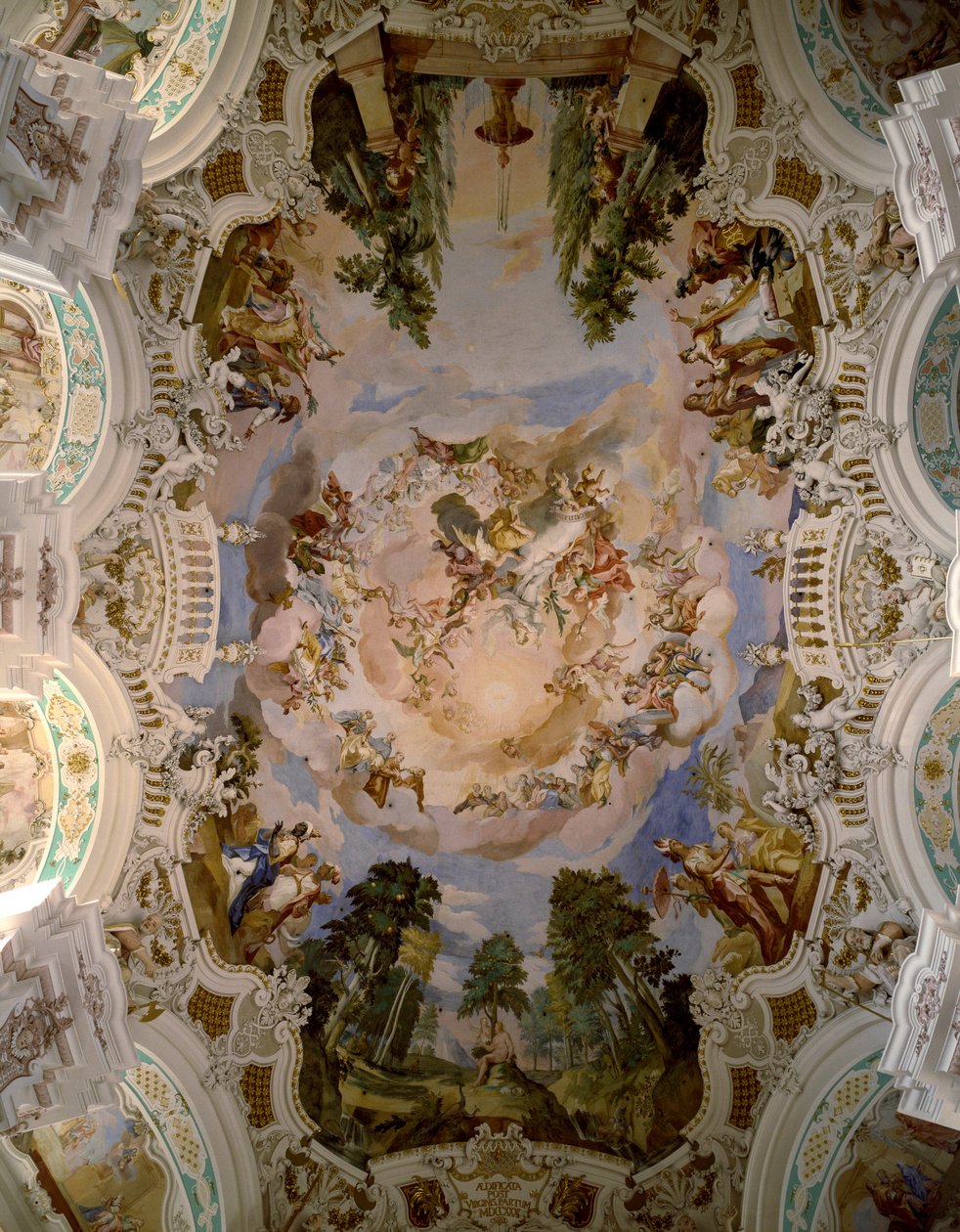 Fresko, das die Kuppel des Klosters Schussenried dekoriert, von Architekt Domenikus Zimmermann (1685-1766) 1730-1731 Schussenried, Deutschland von Dominikus Zimmermann