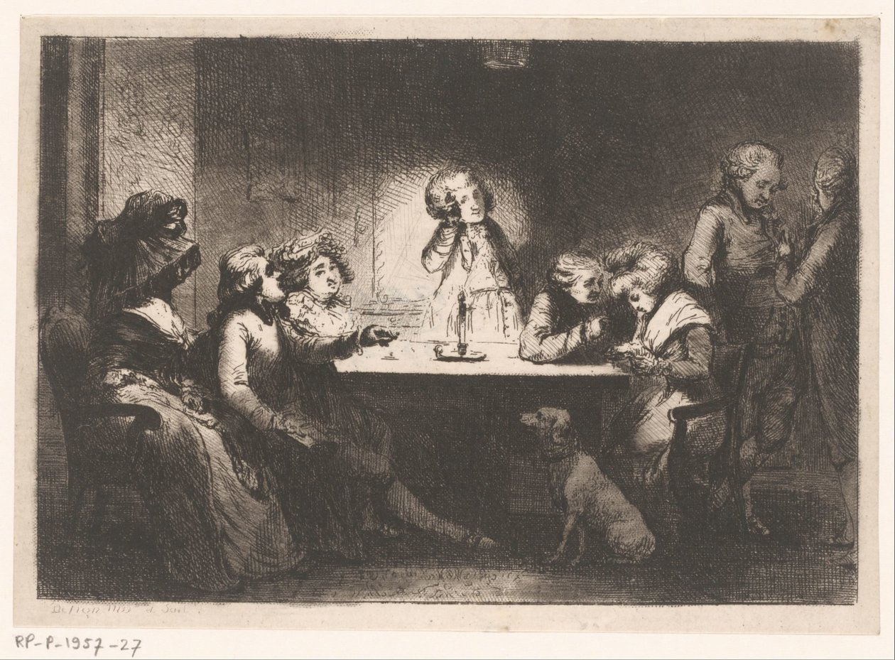 Gesellschaft um einen Tisch bei Kerzenlicht von Dominique Vivant Denon (baron)