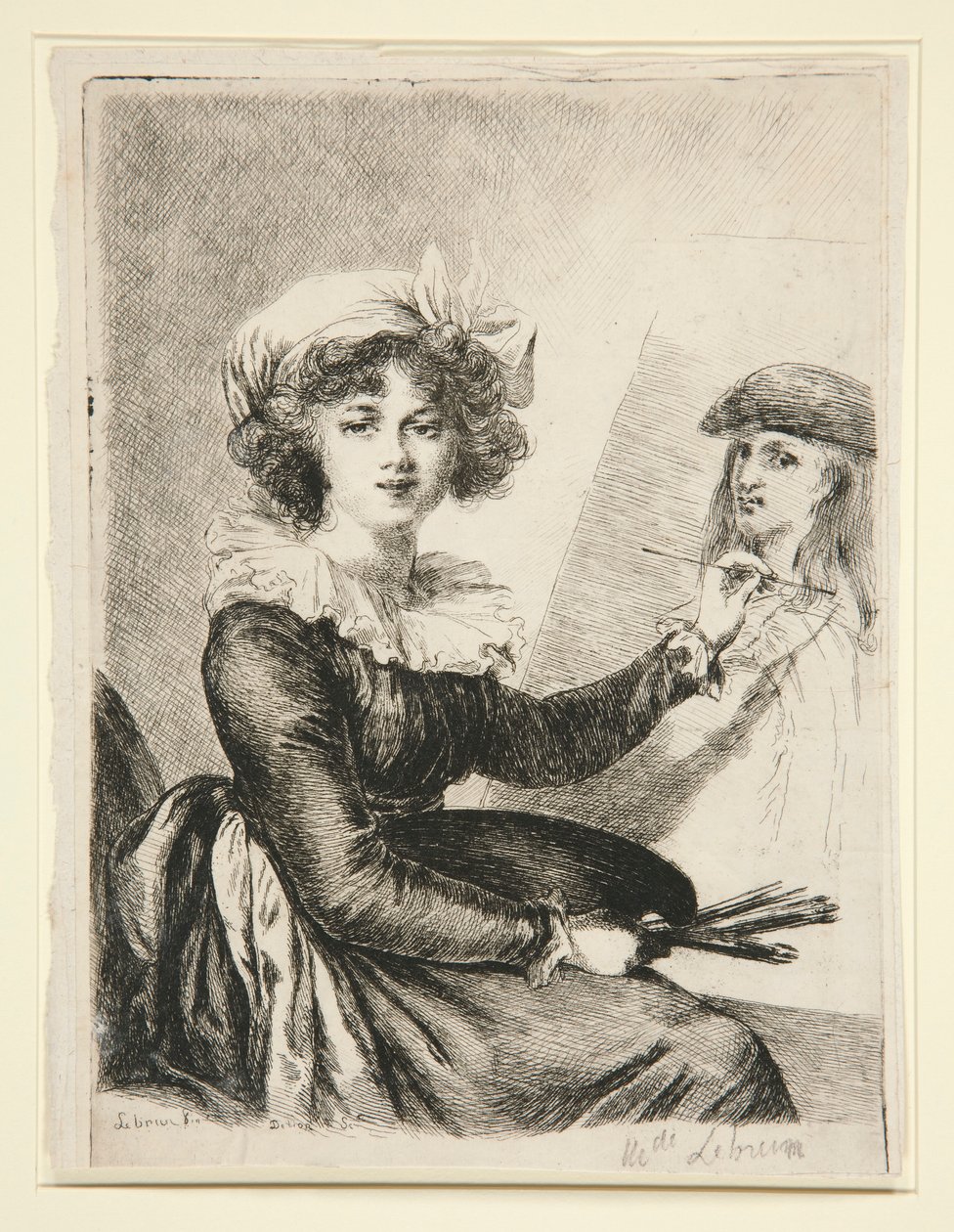 Louise-Elisabeth Vigée-Lebrun, (Mlle Lebrun) nach und im Gegensatz zum Selbstporträt von 1790 in den Uffizien von Dominique Vivant Denon