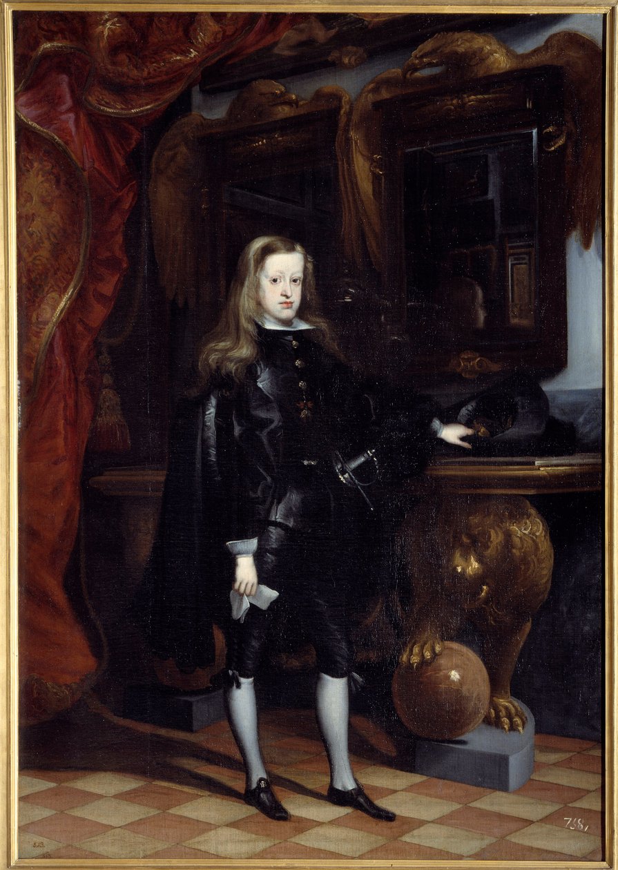 Ganzkörperporträt von Karl II. von Spanien von Don Juan Carreno de Miranda