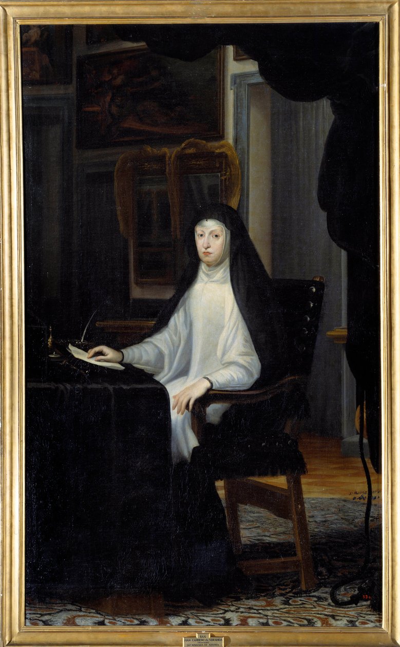 Porträt von Königin Maria Anna von Österreich in Witwe (1634-1696). Gemälde von Juan Carreno De Miranda (1614-1685) von Don Juan Carreno de Miranda