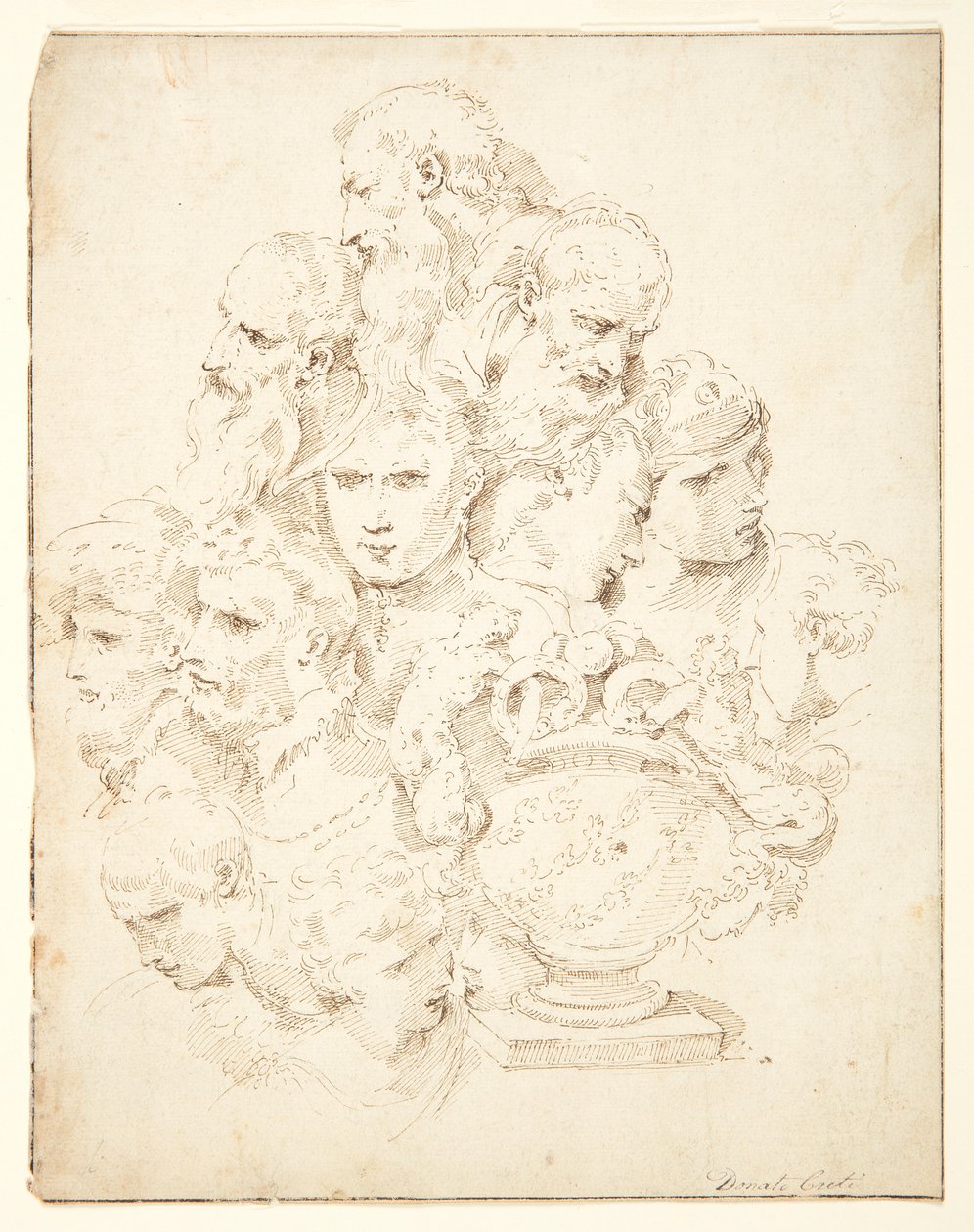 Fantasie aus Köpfen und einer skulptierten Urne von Donato Creti