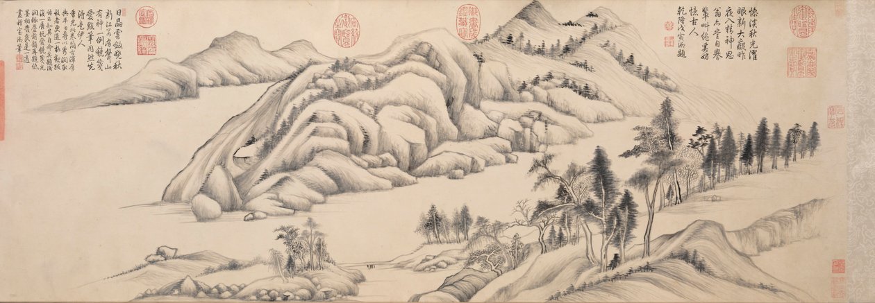 Fluss und Berge an einem klaren Herbsttag, ca. 1624-1627 von Dong Qichang