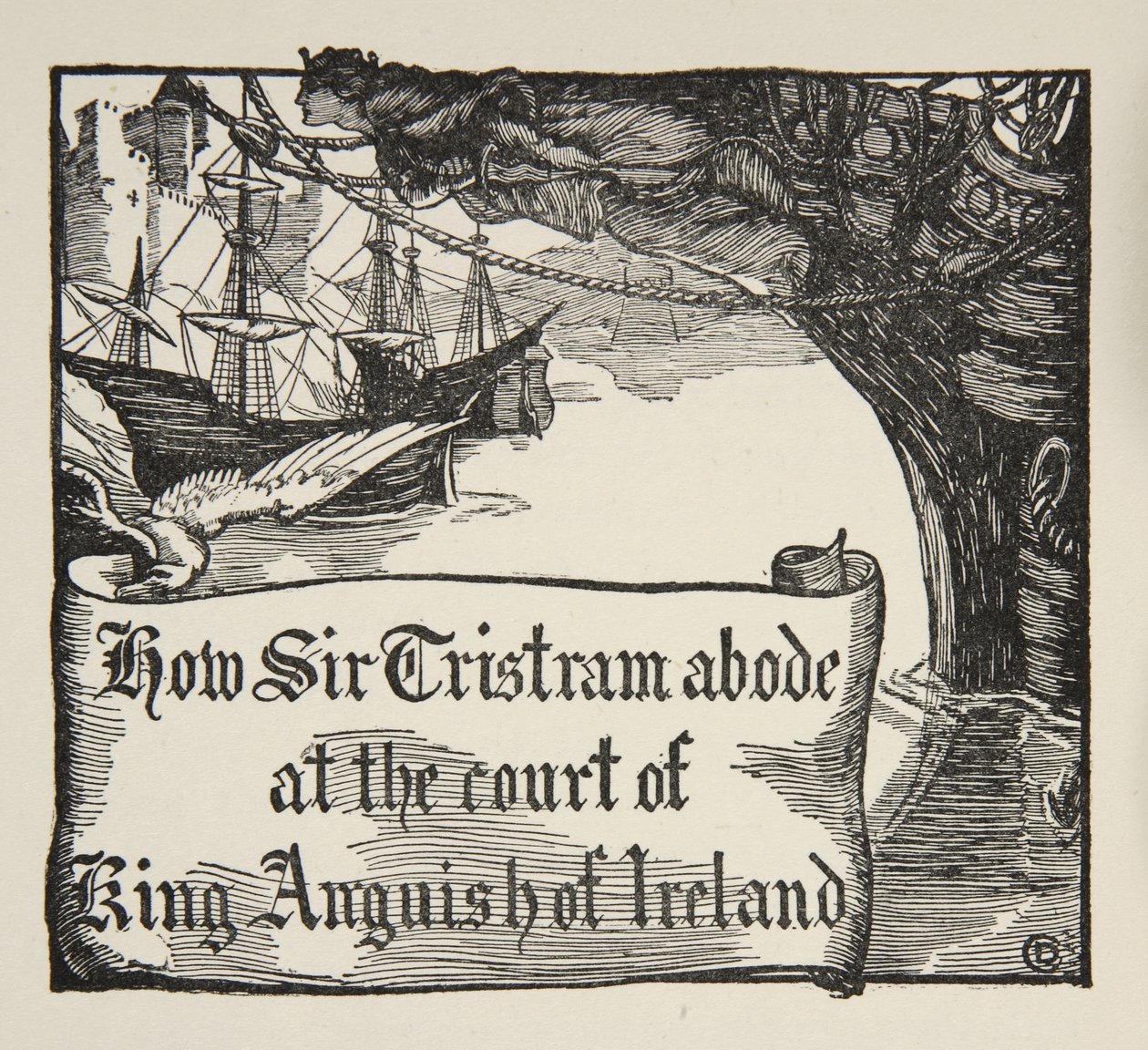 Wie Tristram am Hofe von König Anguish von Irland verweilte, Illustration aus 