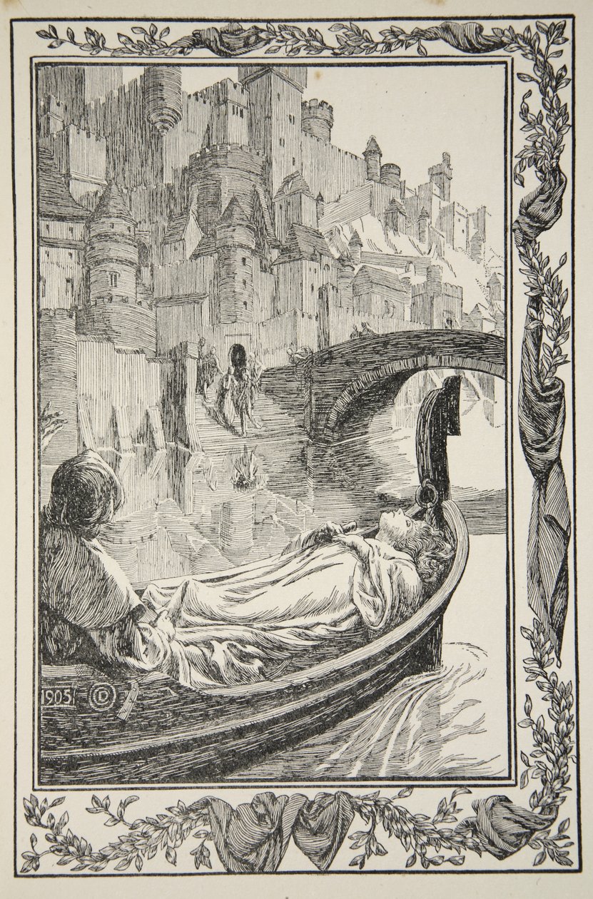 Das Floß trieb den Fluss hinunter, Illustration aus 
