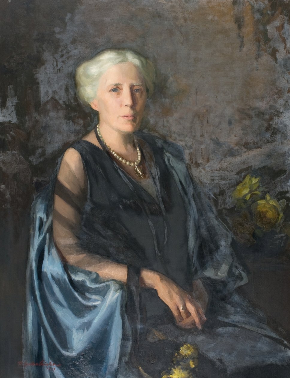 Die Dame im blauen Mantel von Douglas Gordon Shields