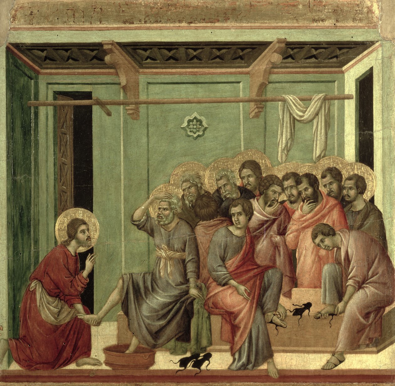 Maesta: Christus wäscht den Jüngern die Füße, 1308-11 von Duccio di Buoninsegna