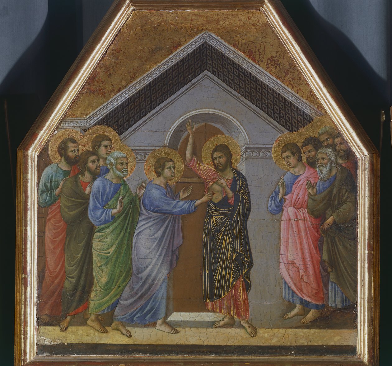 Altarbild: Der Unglaube des Heiligen Thomas (Detail) von Duccio di Buoninsegna