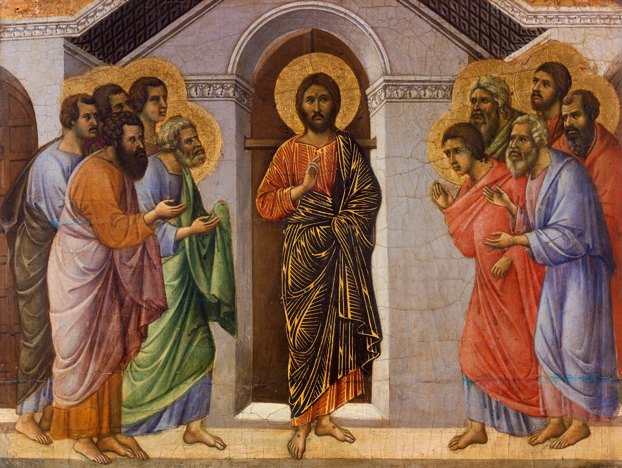 Christus erscheint den Aposteln hinter verschlossenen Türen (Detail) von Duccio di Buoninsegna