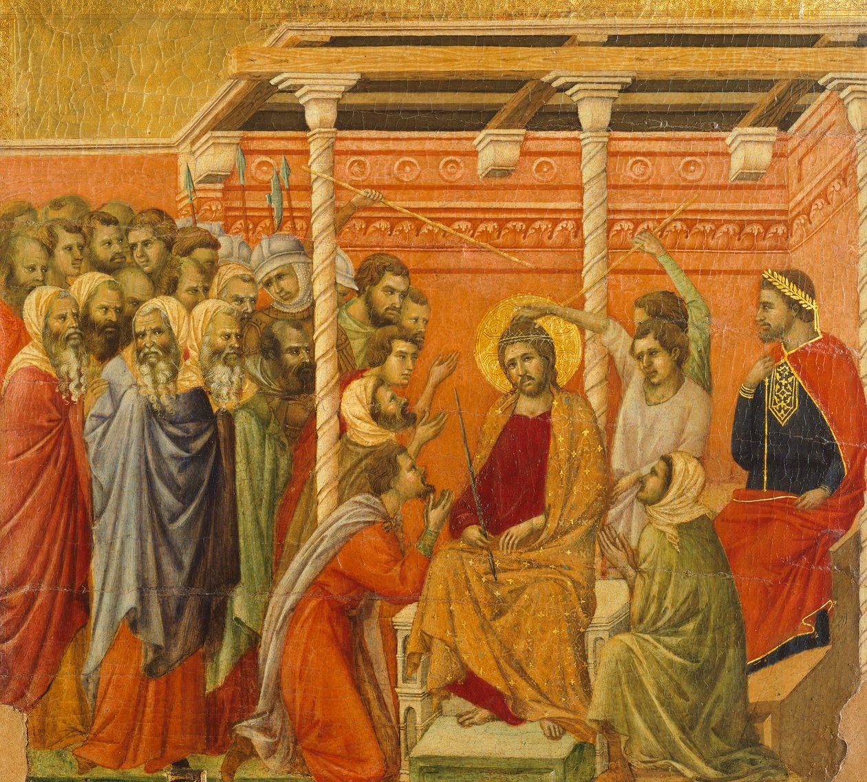 Krönung mit Dornen (Detail) von Duccio di Buoninsegna