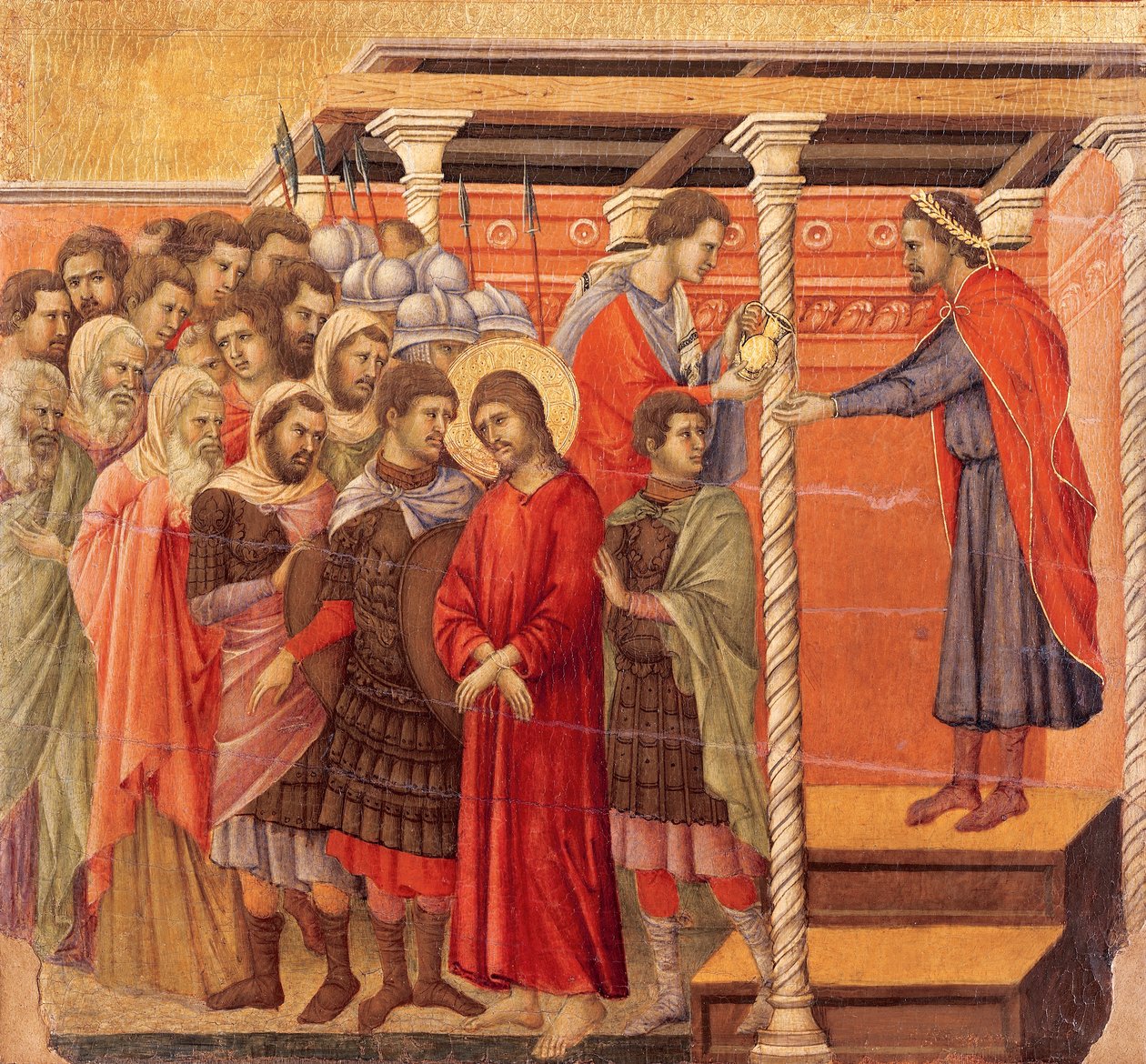 Pilatus wäscht seine Hände (Detail) von Duccio di Buoninsegna