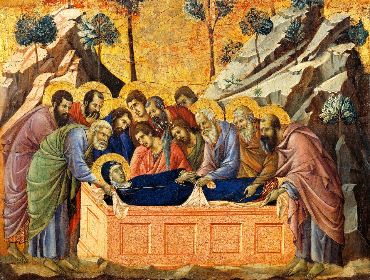 Die Beerdigung der Jungfrau (Detail) von Duccio di Buoninsegna