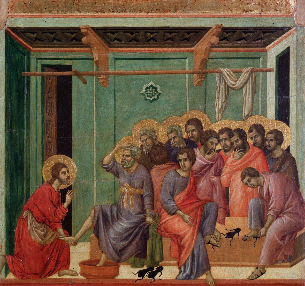 Die Fußwaschung (Detail) von Duccio di Buoninsegna
