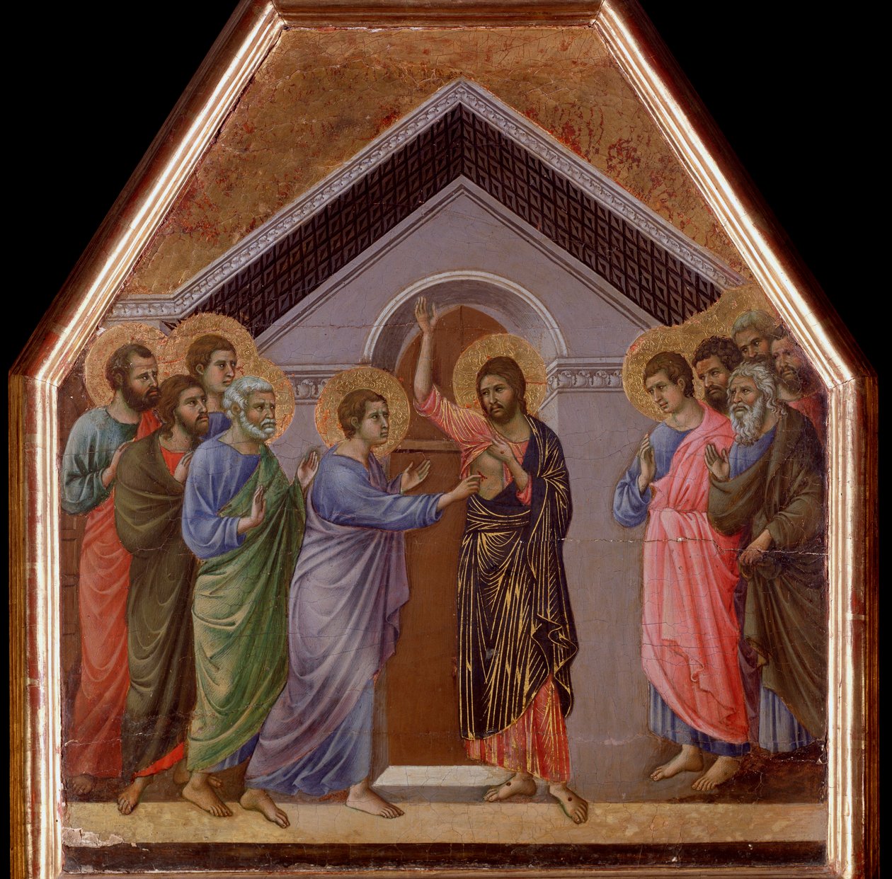 Der Unglaube des heiligen Thomas. Maestà-Altarbild von Duccio di Buoninsegna