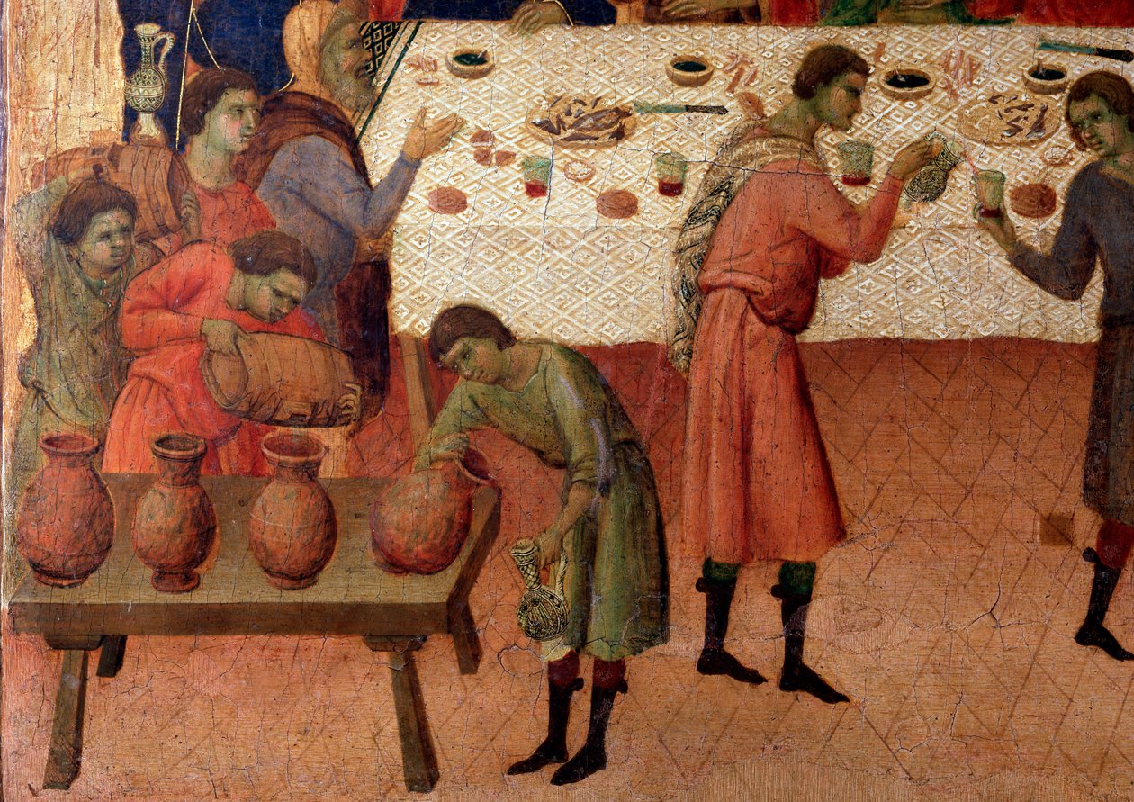 Die Hochzeit zu Kana. Detail, Rückseite des Altars von Duccio di Buoninsegna