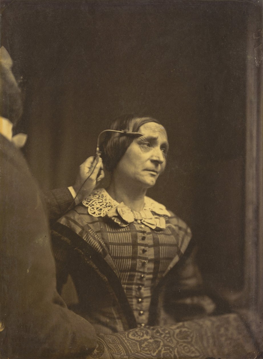 Aufmerksamkeit, aufmerksamer Blick links, schmerzhafte Aufmerksamkeit rechts, 1854-1856, gedruckt 1862 von Duchenne de Boulogne