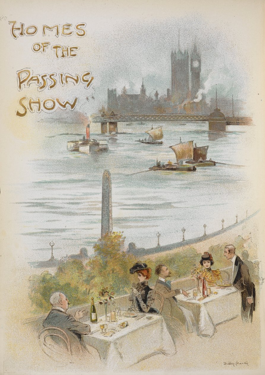 Illustrierte Titelseite, die eine Szene am Fluss Themse zeigt von Dudley Hardy