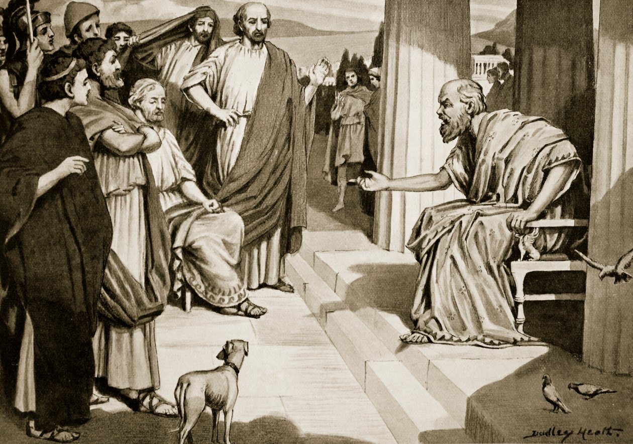 Sokrates spricht zu den Athenern, Illustration aus 