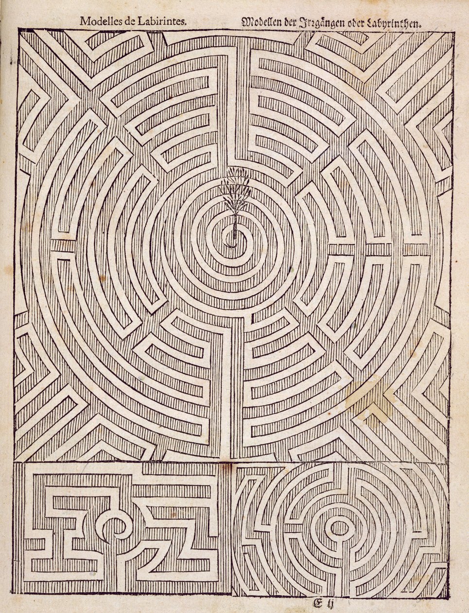 Entwürfe für Labyrinthe, aus Der niederländische Gärtner von Johann van der Groen, veröffentlicht 1699 von Dutch School