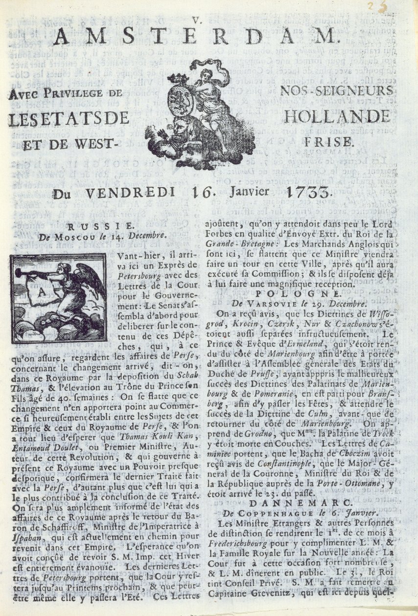 Titelseite von La Gazette d