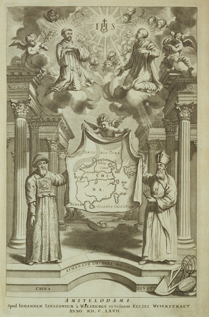 Frontispiz zu China Illustrata von Athanasius Kircher (1601-80), 1667 von Dutch School