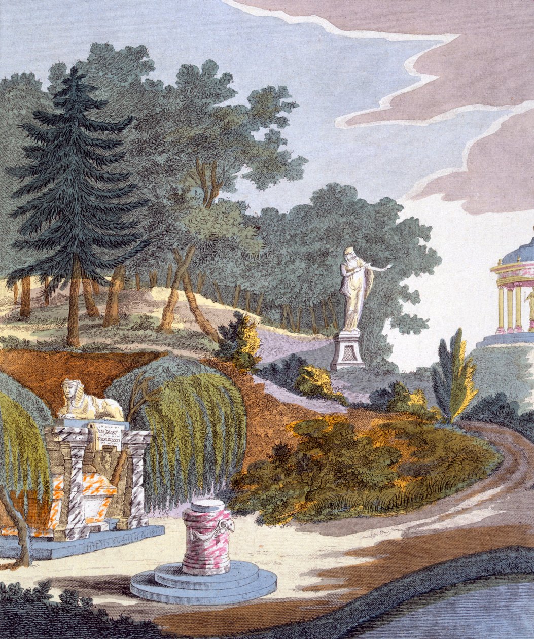 Gartendekorationen, aus Magazin der Gartenschätze von G. van Laar, veröffentlicht 1802 von Dutch School