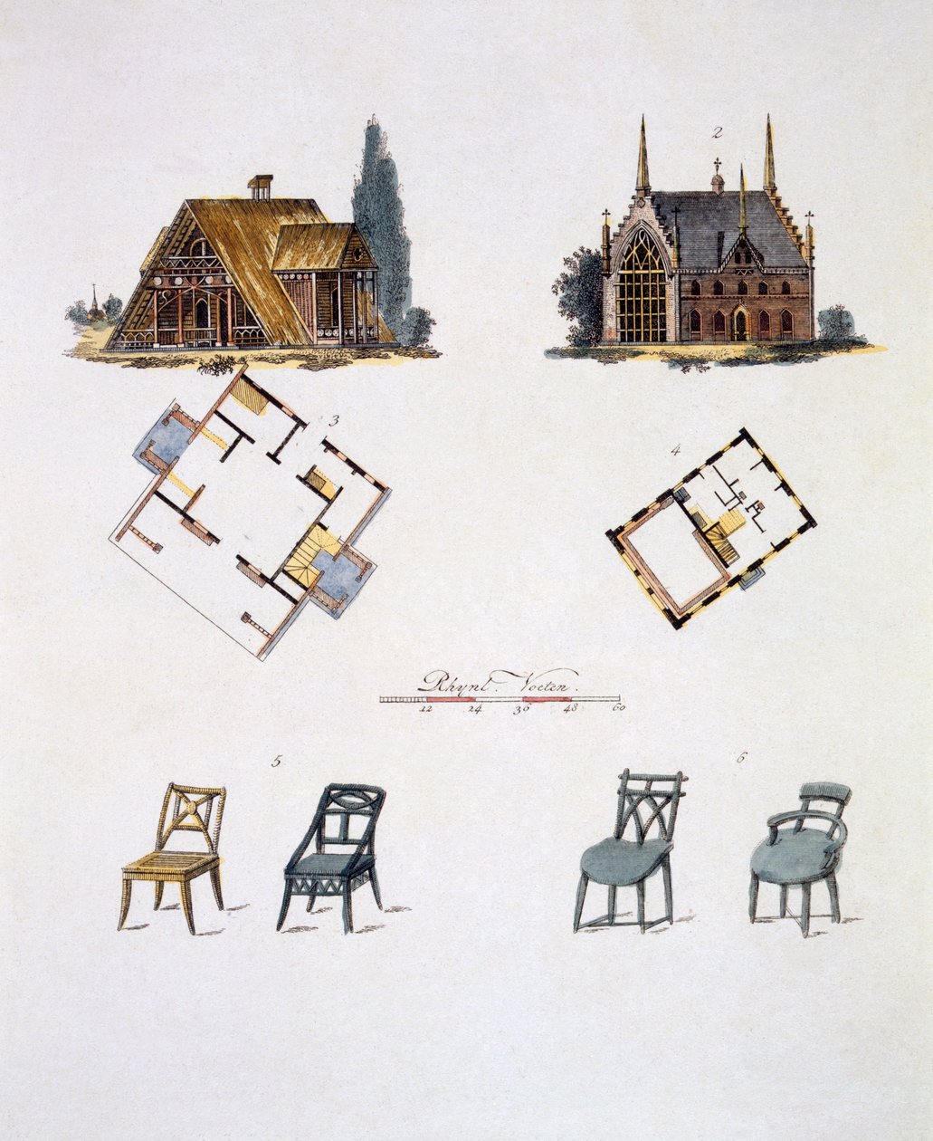 Gartendekorationen, aus Magazin der Gartenschätze von G. van Laar, veröffentlicht 1802 von Dutch School
