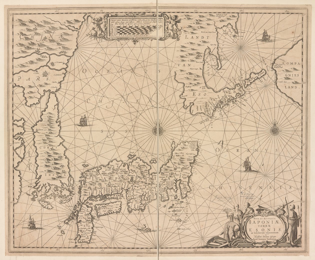 Karte von Japan, Nova et accurata Japoniae, Terrae Esonis ac Insularum adjacentium ex nivissima detectione descriptio von Dutch School