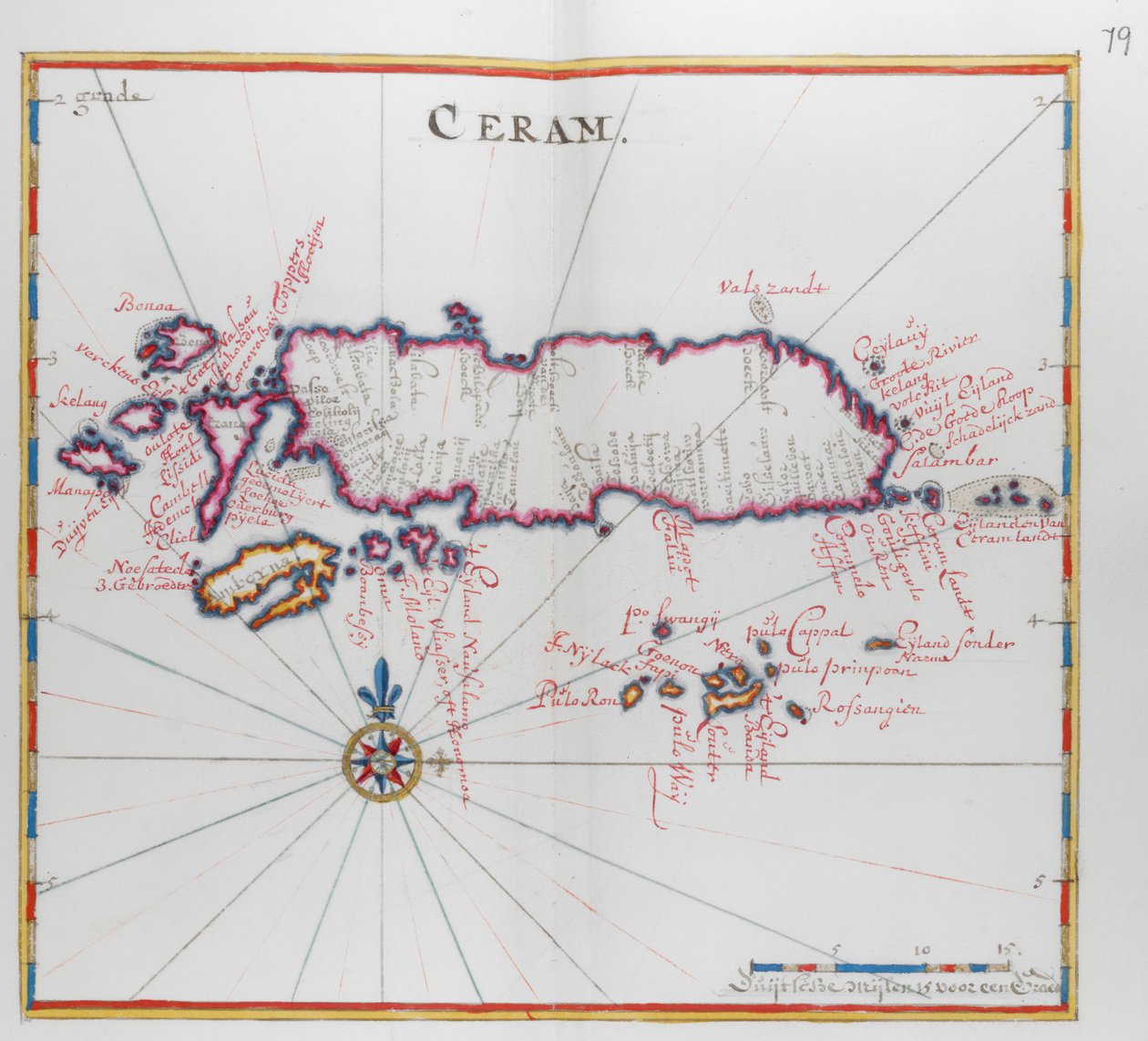 Karte der Insel Ceram (Seram), Indonesien von Dutch School