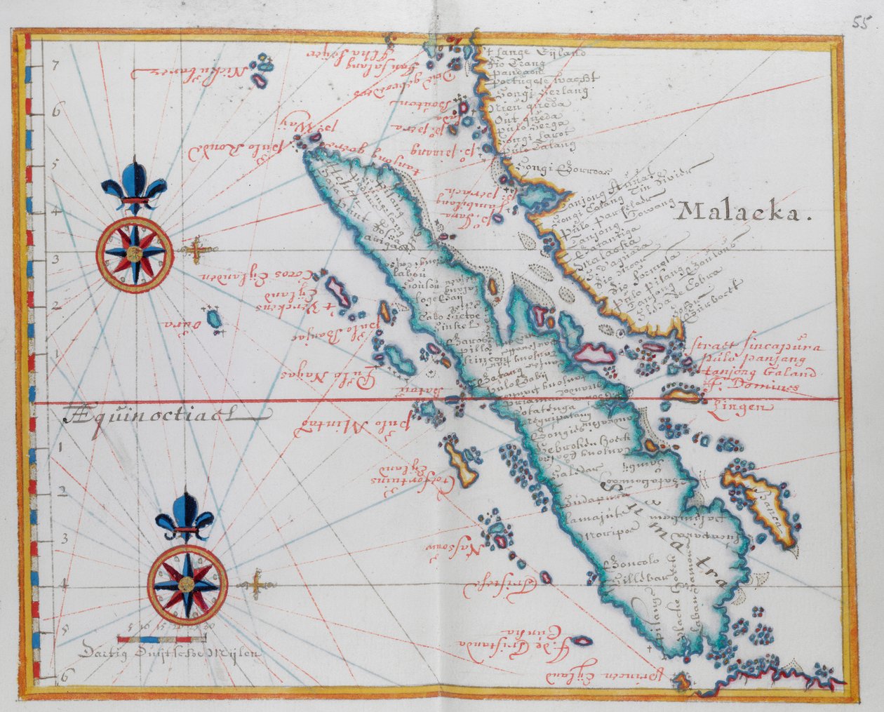 Karte von Malakka und Sumatra, Westindonesien, Teil der Sunda-Inseln von Dutch School