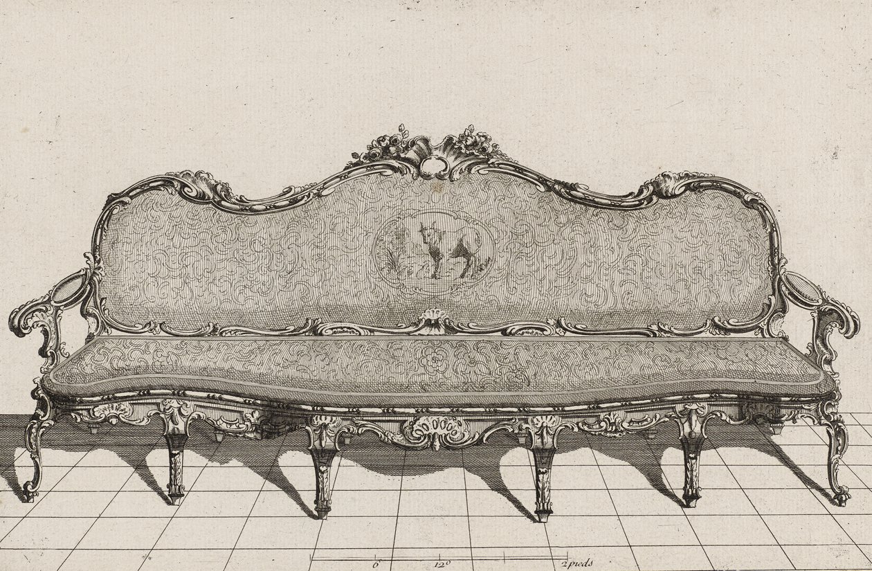 Canapé, zweite Hälfte des 18. Jahrhunderts (Kupferstich auf Büttenpapier) von Duval. A. (after)