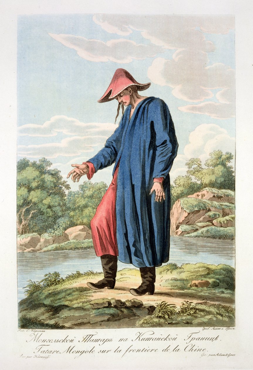 Mongolischer Tartar an der chinesischen Grenze, graviert von Victor Adam und Gros von E. Karnejeff